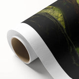 Art deco poster of a rowboat on water in muted blues and greens on rolled canvas, ideal for nursery wall art.