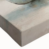 Black and white landscape art painting of a rowboat on water, printed on large stretched canvas.