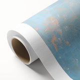 Art deco poster of a rowboat on calm waters in soft blue and gray tones, printed on rolled canvas.