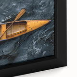 Extra large framed canvas featuring a close-up of a black rowboat, textured with vibrant colors, ideal for living room decor.