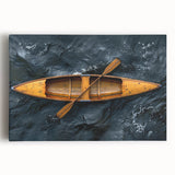 Black and white photograph of a rowboat on water, printed on large stretched canvas, suitable for kitchen wall art.