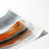 Extra large wall art featuring a rowboat in muted earth tones on a rolled canvas, ideal for large living room decor.