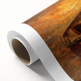 Art deco style poster of a rowboat on calm waters, in muted blue and gray tones on rolled canvas, ideal for nursery wall art.