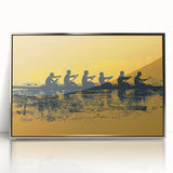 Art deco poster depicting a silver rowboat on acrylic, ideal for modern nursery wall decor.