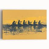 Black and white photograph of a rowboat on water, printed on large stretched canvas, suitable for kitchen wall art.