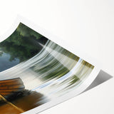 Extra large rolled print of a rowboat on calm water, rendered in muted blue and gray tones.