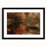 Extra large abstract art print of a colorful, textured rowboat on a black framed canvas, ideal for living room decor.