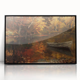 Large abstract wall art of a rowboat in grayscale on black framed acrylic, ideal for modern art wall decor.