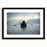 Colorful abstract art print of a rowboat, in vibrant hues on a textured, extra large canvas, ideal for living room decor.