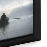Extra large framed canvas featuring a close-up of a textured rowboat in black, ideal for living room decor.