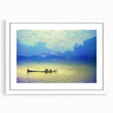 Extra large abstract art print featuring a textured depiction of a rowboat.