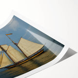 Extra large wall art featuring a sailboat on a serene blue ocean, printed on rolled canvas.