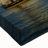 Black and white landscape art painting of a sailboat on stretched canvas, ideal for bedroom wall art.