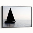 Black and white framed canvas of a vintage sailboat, ideal for bedroom wall art in a minimalist style.