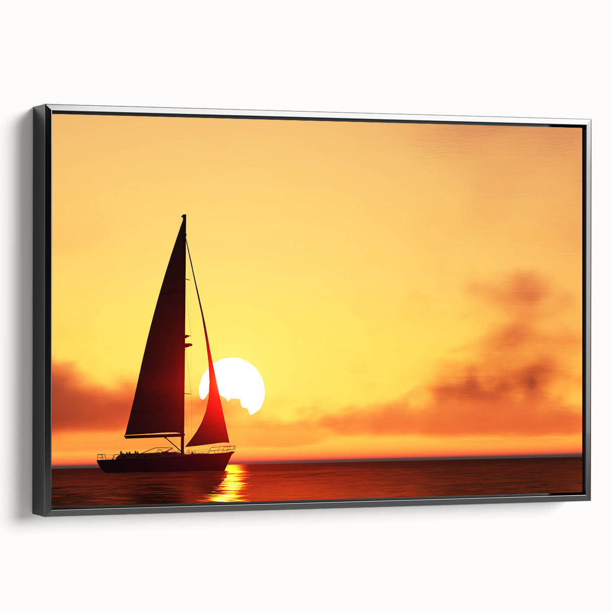 Black and white framed canvas featuring a vintage sailboat, ideal for bedroom wall decor.