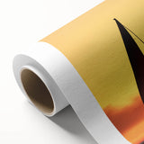 Art deco style sailboat poster in muted blue and white, rolled canvas format, ideal for nursery wall art.