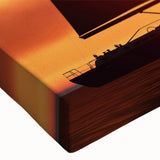 Black and white landscape art painting of a sailboat on a stretched canvas, ideal for bedroom wall decor.