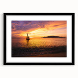 Colorful abstract sailboat print in textured style on large canvas, ideal for living room decor.