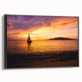 Framed canvas featuring a black and white vintage sailboat image, ideal for bedroom wall art.