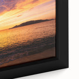 Framed canvas of a large sailboat in textured black with colorful accents, ideal for extra large living room wall art.