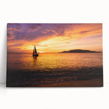 Black and white image of a sailboat on stretched canvas, suitable as large kitchen or bedroom wall art.