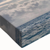 Black and white photo of sailboats on calm water, printed on large stretched canvas, suitable for bedroom wall decor.