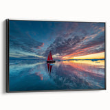 Black and white framed canvas of a vintage sailboat, ideal for bedroom landscape art.