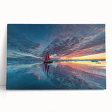 Black and white photo of a sailboat on stretched canvas, ideal for kitchen wall art or bedroom ambiance.