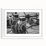 Extra large abstract art print of a sailboat, featuring textured blue and white colors on a framed canvas.