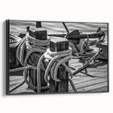 Framed canvas featuring a black and white vintage sailboat, ideal for bedroom wall decor.