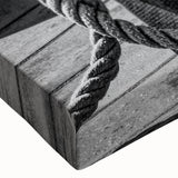 Black and white landscape art painting of sailboats on a lake, printed on large stretched canvas, ideal for bedroom wall art.