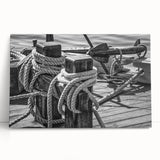 Black and white photograph of a sailboat on stretched canvas, ideal for kitchen wall art or bedroom ambiance.