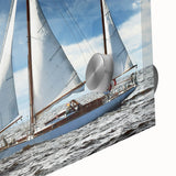 Acrylic print of a large abstract sailboat in muted blues and grays.