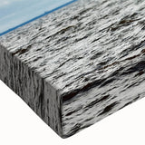 Black and white landscape art painting of a sailboat on a stretched canvas, ideal for bedroom wall art.