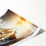 Extra large wall art featuring a detailed sailboat illustration on a rolled print, suitable for large living room wall decor.