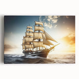 Sailboat silhouette in black and white on large stretched canvas, ideal for kitchen wall art.