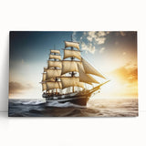 Black and white photo of a sailboat on a large stretched canvas, suitable as kitchen wall art or for bedroom ambiance.