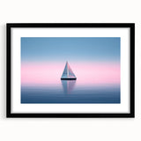 Extra large, abstract art print of a colorful sailboat on textured canvas, framed in black, ideal for living room decor.
