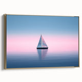 Framed canvas of a vintage sailboat on a colorful sea, ideal for enhancing a nautical-themed room decor.