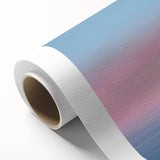 Art deco style poster of a sailboat on rolled canvas, featuring pastel blue and white tones, ideal for nursery wall art.