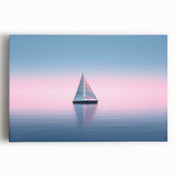 Black and white image of a sailboat on stretched canvas, ideal for kitchen wall art.