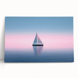Black and white photo of a sailboat on a stretched canvas, suitable as large kitchen or bedroom wall art.