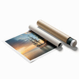 Extra large wall art featuring a sailboat on a calm sea in muted blue tones, ideal for classy bathroom decor.