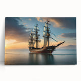 Sailboat in grayscale on large stretched canvas, suited as kitchen wall art or for bedroom ambiance.