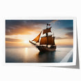 Extra large rolled print of a sailboat on calm waters, in muted blue and white tones, suitable for art wall dining room.