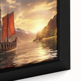 Close-up of a large, textured sailboat painting on black canvas, featuring vibrant, colorful accents.