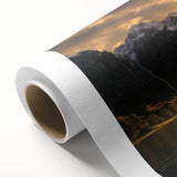 Art deco poster of a sailboat in pastel blue and pink tones on rolled canvas, ideal for nursery wall art.