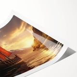 Extra large wall art featuring a sailboat on calm waters, rendered in subtle blue and gray tones on a rolled canvas.