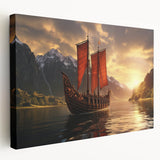 Sailboat on horizon in blue and white tones on stretched canvas, suitable for kitchen wall art.