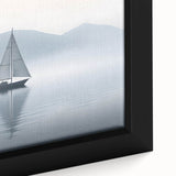 Extra large framed canvas of a black sailboat with colorful, textured details, ideal for living room decor.